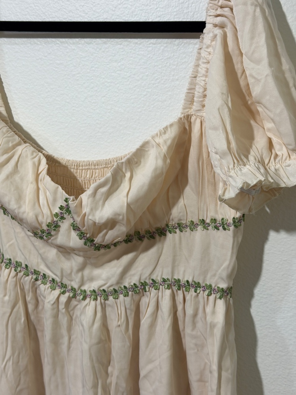 Women's Cream Embroidered Floral Dress - Picture 4 of 7